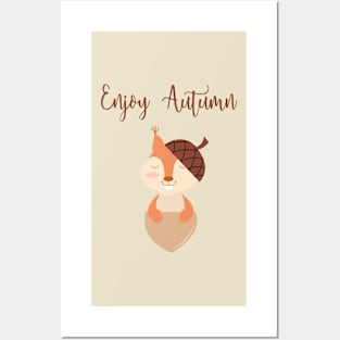 Little Squirrel Happy Autunm - Fall Begins Posters and Art